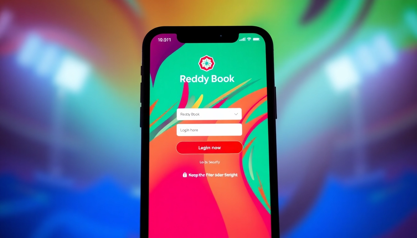 Reddy Book Login page displayed on a mobile screen with an Indian cricket theme for secure access