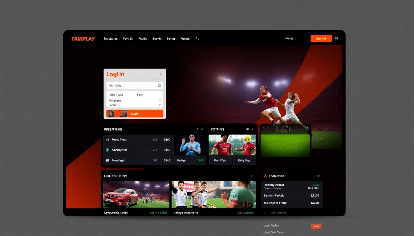 Fairplay online betting platform login page with vibrant colors and user-friendly interface, offering sports and casino options.